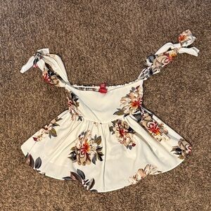 Saks Fifth Avenue Floral Tie-Strap Blouse - Cream and Red